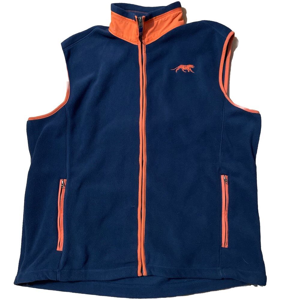 Tigerwear Auburn Tigers Full Zip Fleece Vest Men Size XL Navy Blue‎ & Orange